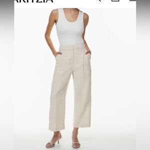 The Effortless Pant™linen tan size8
Cropped high-waisted wide-leg crepe trousers